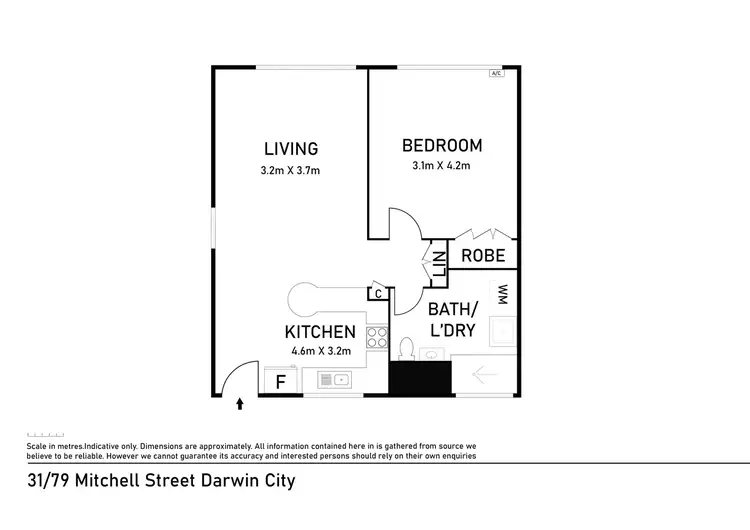 Floorplan of Homely unit listing, 31/79 Mitchell Street, Darwin City NT 800