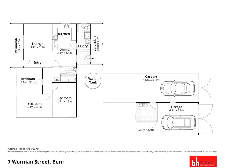 Floorplan of Homely townhouse listing, 7 Worman Street, Berri SA 5343