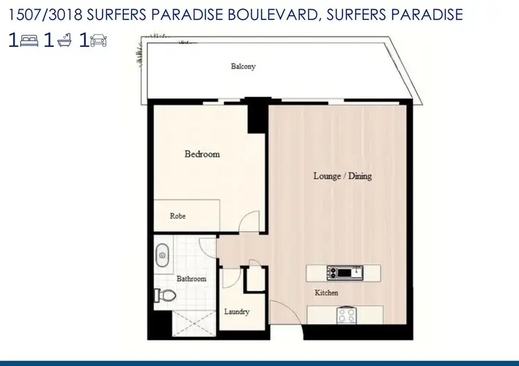 Floorplan of Homely apartment listing, 1507/3018 Surfers Paradise Boulevard, Surfers Paradise QLD 4217