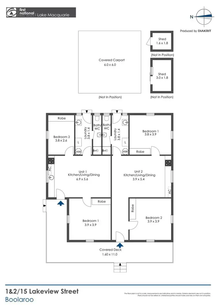 Floorplan of Homely semi-detached listing, 1&2/15 Lakeview Street, Boolaroo NSW 2284
