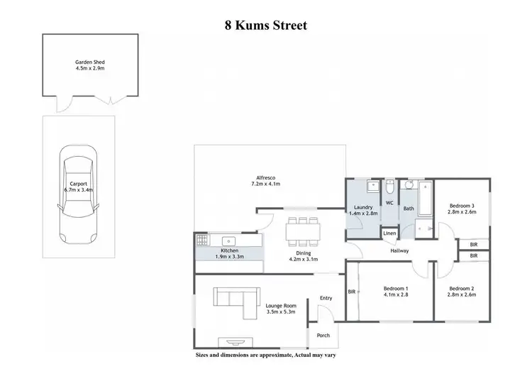Floorplan of Homely house listing, 8 Kums Street, Wangaratta VIC 3677