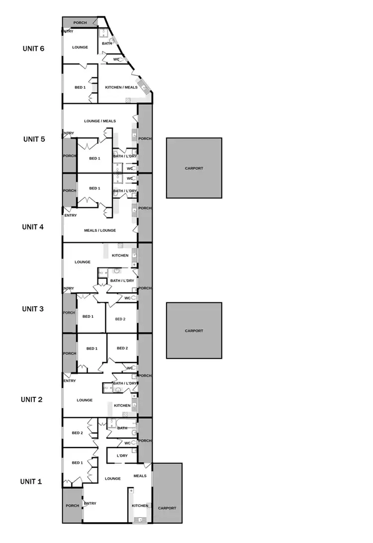 Floorplan of Homely block of units listing, 1-6/379 Tarakan Street, North Albury NSW 2640