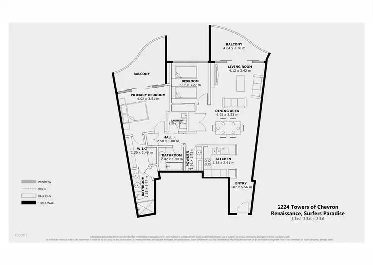 Floorplan of Homely apartment listing, 2224/23 Ferny Avenue, Surfers Paradise QLD 4217