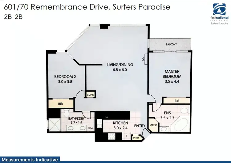 Floorplan of Homely apartment listing, 601/70 Remembrance Drive, Surfers Paradise QLD 4217