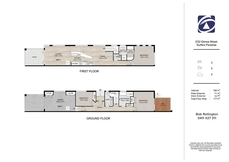 Floorplan of Homely townhouse listing, 2/32 Genoa Street, Surfers Paradise QLD 4217