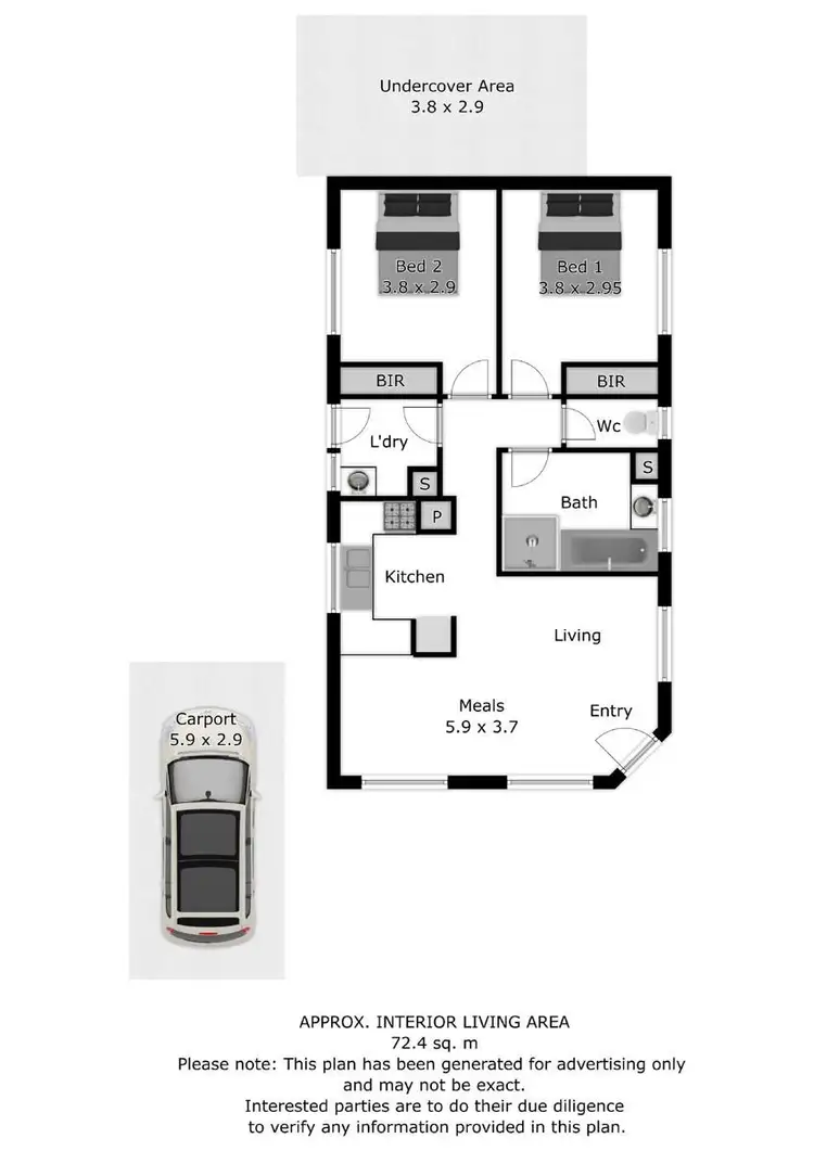 Floorplan of Homely unit listing, 1/19 John Street, Beechworth VIC 3747
