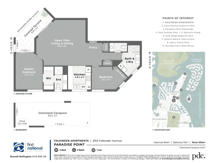 Floorplan of Homely apartment listing, 3/42 Falkinder Avenue, Paradise Point QLD 4216