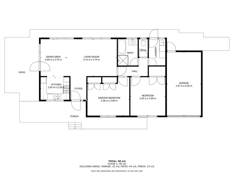 Floorplan of Homely unit listing, 1/70 Huon Creek Road, Wodonga VIC 3690