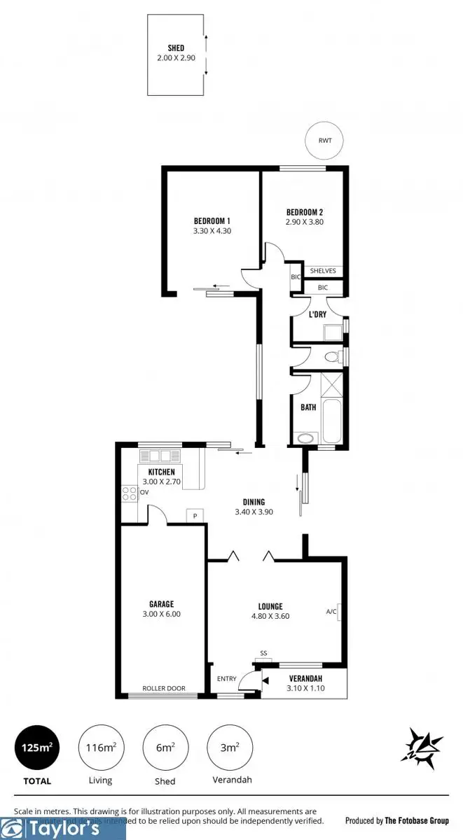 Floorplan of Homely semi-detached listing, 5 Rowland Road, Pooraka SA 5095