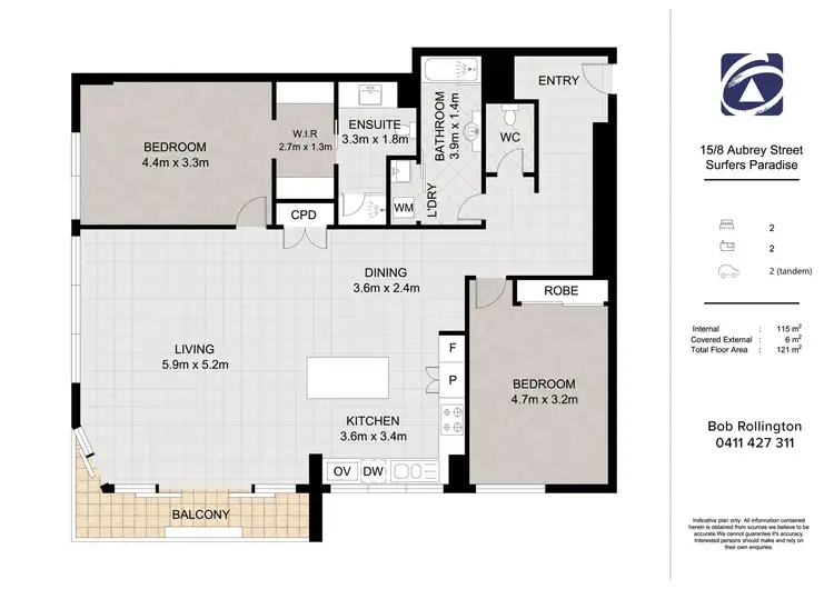 Floorplan of Homely apartment listing, 15/6 Aubrey Street, Surfers Paradise QLD 4217