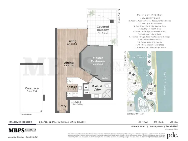 Floorplan of Homely apartment listing, 204/46-52 Pacific Street, Main Beach QLD 4217