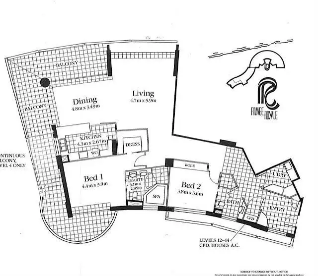 Floorplan of Homely apartment listing, 75 Brighton Parade "Rivage Royale", Southport QLD 4215