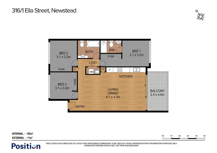 Floorplan of Homely house listing, 316/1 Ella Street, Newstead QLD 4006