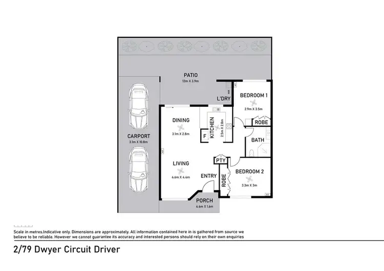 Floorplan of Homely unit listing, 2/79 Dwyer Circuit, Driver NT 830