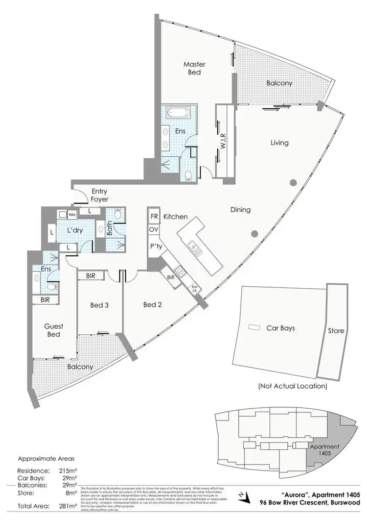Floorplan of Homely apartment listing, 1405/96 Bow River Crescent, Burswood WA 6100