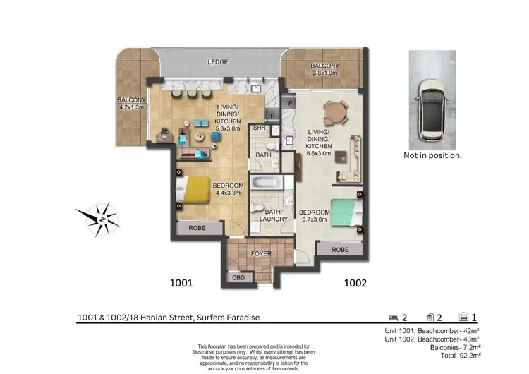 Floorplan of Homely apartment listing, 1001/18 Hanlan Street, Surfers Paradise QLD 4217