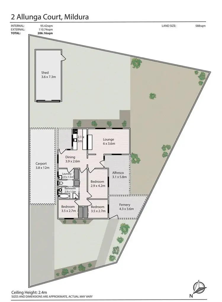 Floorplan of Homely house listing, 2 Allunga Court, Mildura VIC 3500