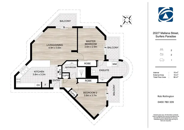 Floorplan of Homely apartment listing, 202/7 Mallana Street, Surfers Paradise QLD 4217