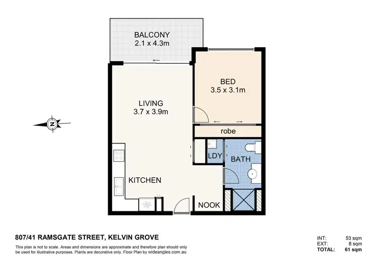 Floorplan of Homely house listing, 807/41 Ramsgate Street, Kelvin Grove QLD 4059
