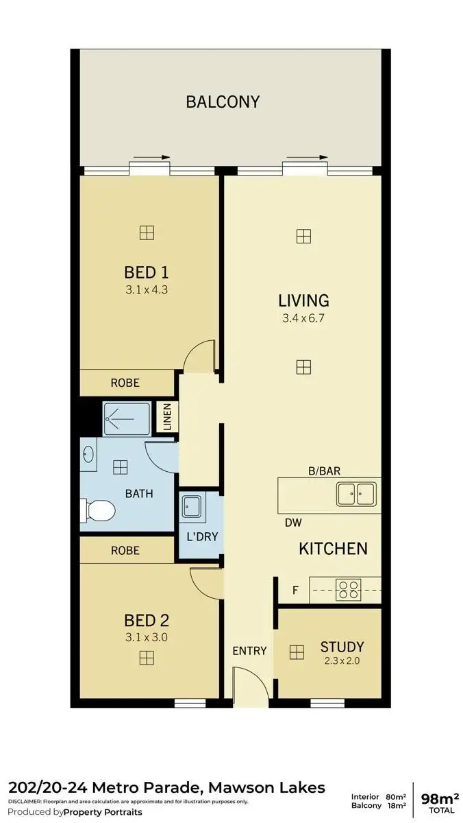 Floorplan of Homely apartment listing, 202/20-24 Metro Parade, Mawson Lakes SA 5095