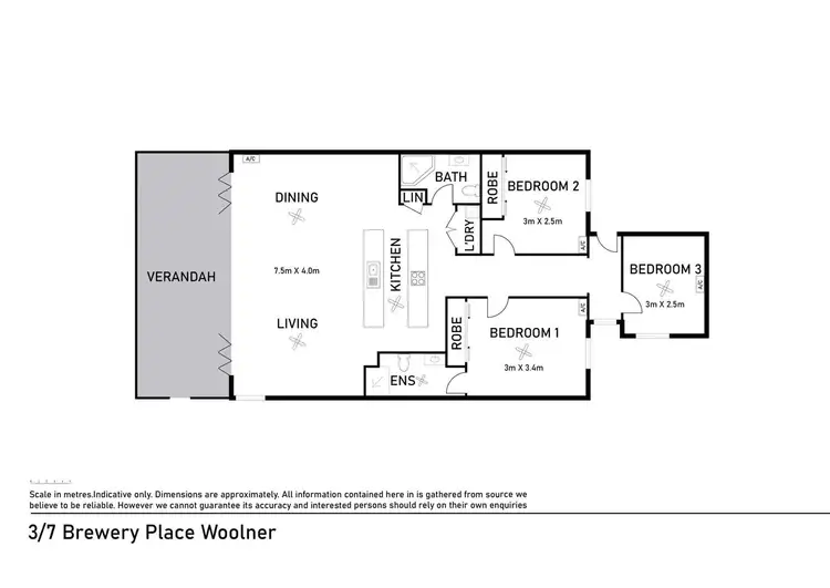 Floorplan of Homely unit listing, 3/7 Brewery Place, Woolner NT 820