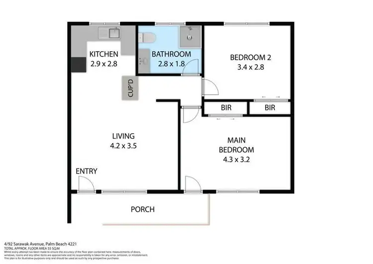 Floorplan of Homely unit listing, 4/92 Sarawak Avenue, Palm Beach QLD 4221