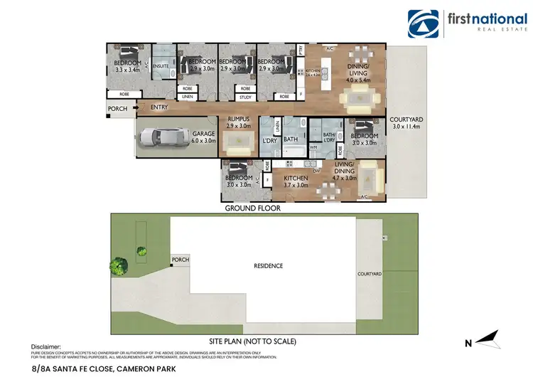 Floorplan of Homely semi-detached listing, 8/8A Santa Fe Close, Cameron Park NSW 2285