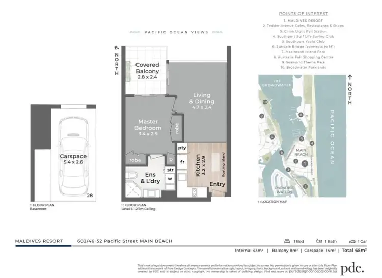 Floorplan of Homely apartment listing, 602/46-52 Pacific Street, Main Beach QLD 4217