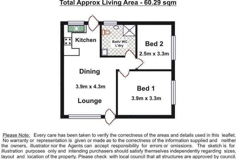 Floorplan of Homely unit listing, 1/25 Waller Street, Mansfield Park SA 5012