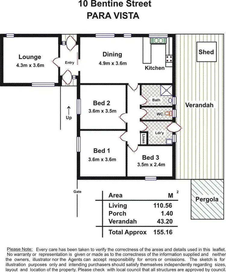 Floorplan of Homely house listing, 10 Bentine Street, Para Vista SA 5093