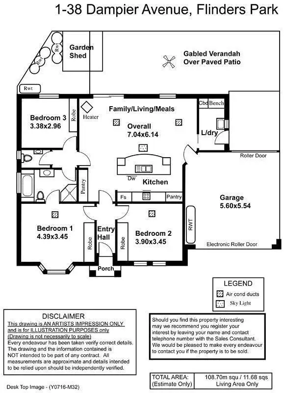 Floorplan of Homely unit listing, 1/38 Dampier Avenue, Flinders Park SA 5025