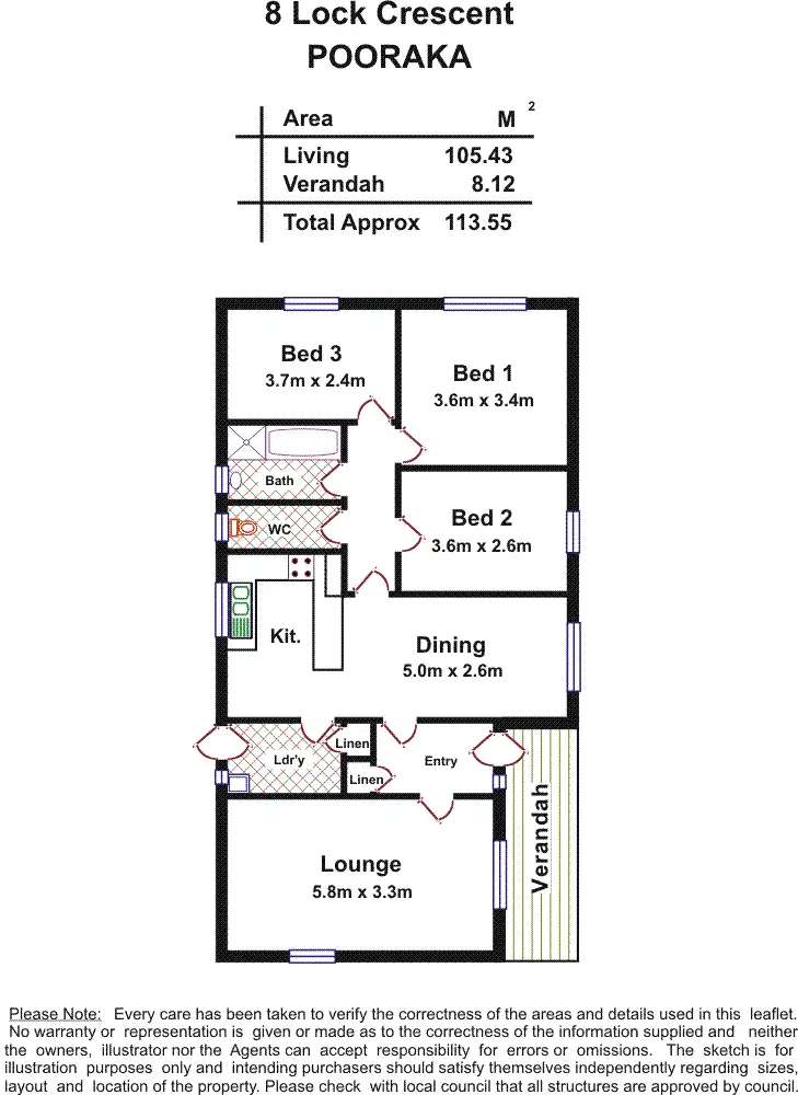 Floorplan of Homely house listing, 8 Lock Crescent, Pooraka SA 5095