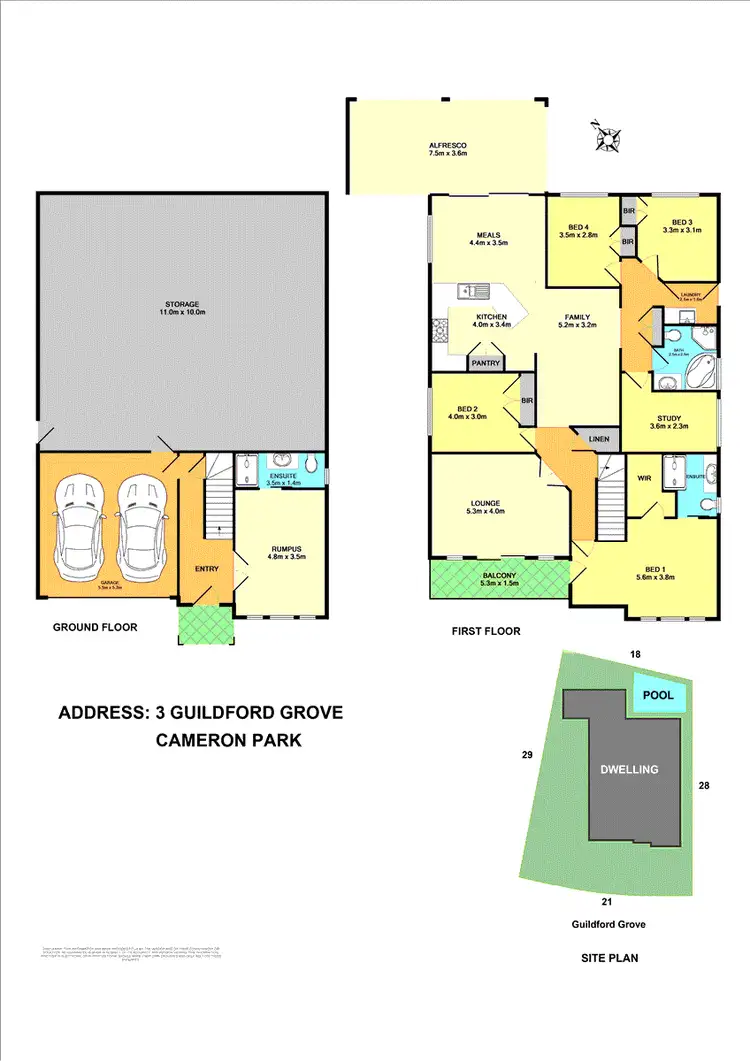 Floorplan of Homely house listing, 3 Guildford Grove, Cameron Park NSW 2285