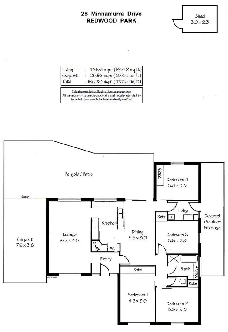 Floorplan of Homely house listing, 26 Minnamurra Drive, Redwood Park SA 5097