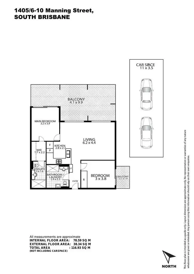 Floorplan of Homely apartment listing, 1405/6 Manning Street, South Brisbane QLD 4101