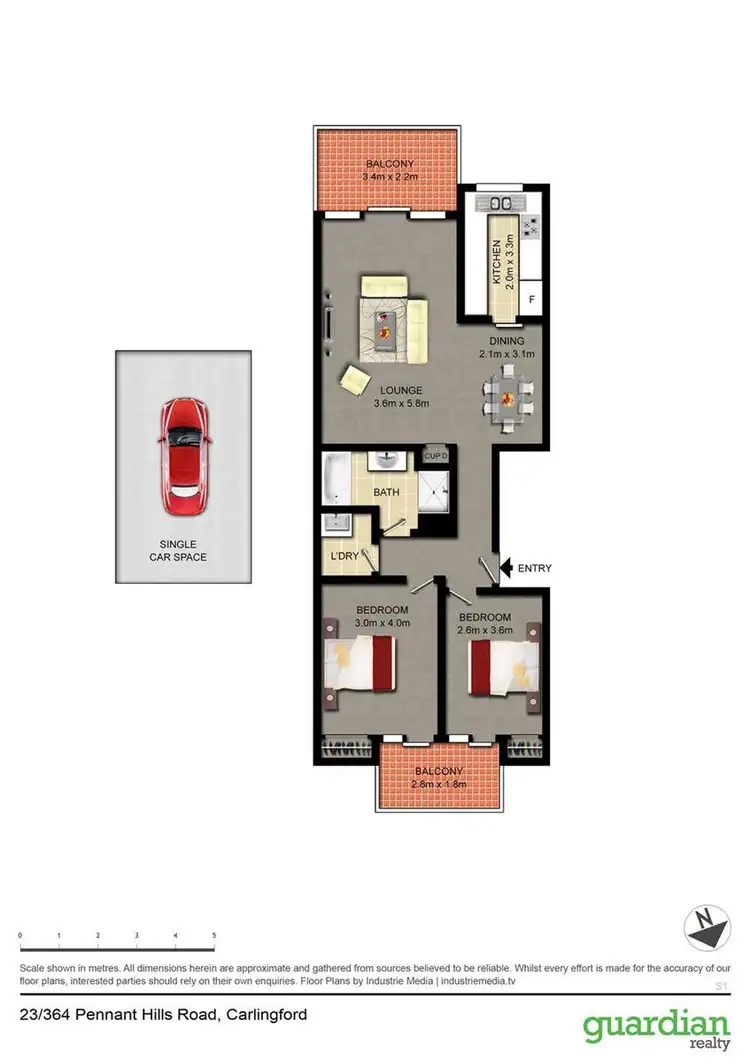 Floorplan of Homely unit listing, 23/364 Pennant Hills Road, Carlingford NSW 2118