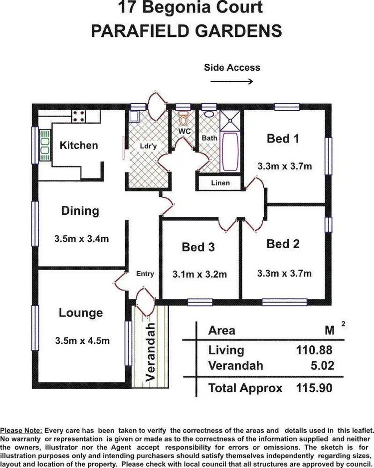 Floorplan of Homely house listing, 17 Begonia Court, Parafield Gardens SA 5107
