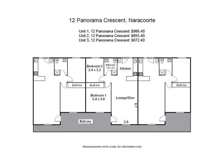 Floorplan of Homely block of units listing, 1-3/12 Panorama Crescent, Naracoorte SA 5271