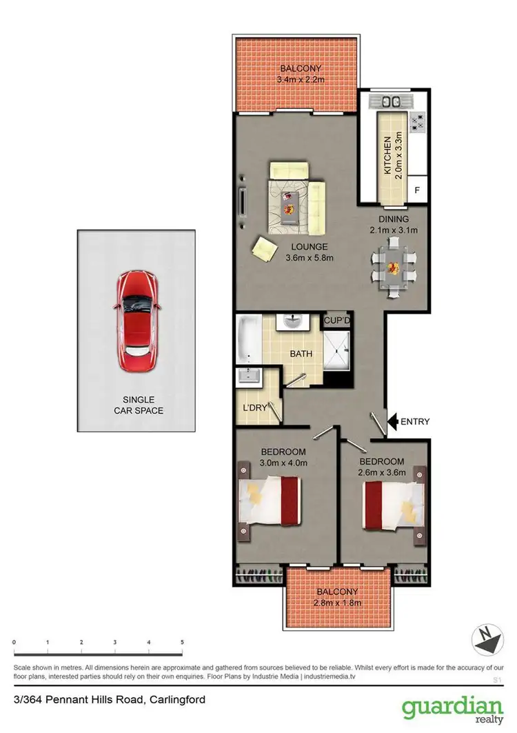 Floorplan of Homely unit listing, 3/364 Pennant Hills Road, Carlingford NSW 2118