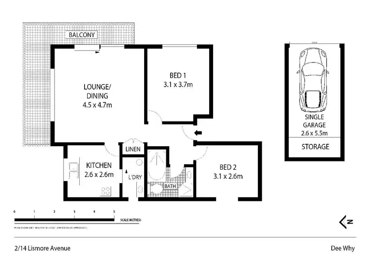 Floorplan of Homely unit listing, 2/14 Lismore Avenue, Dee Why NSW 2099
