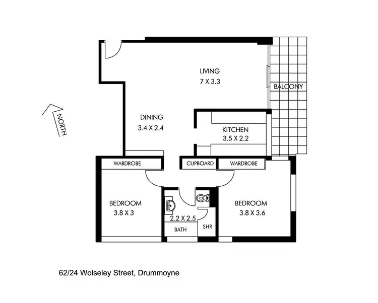 Floorplan of Homely apartment listing, 62/24 Wolseley Street, Drummoyne NSW 2047