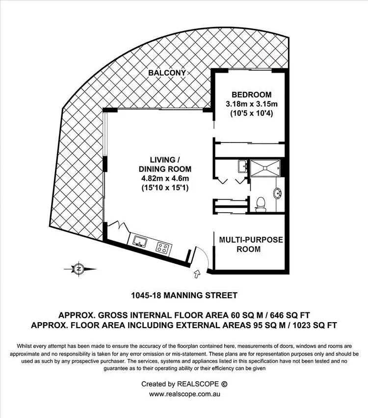Floorplan of Homely apartment listing, 1045/18 Manning Street, Milton QLD 4064