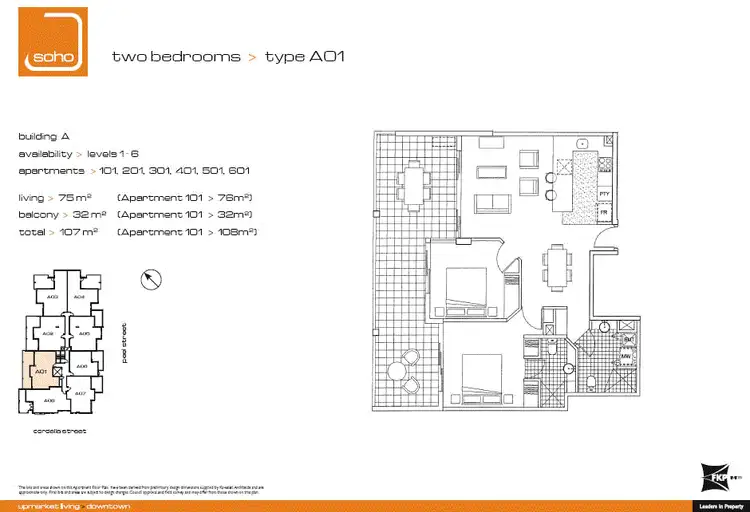 Floorplan of Homely apartment listing, 201/8 Cordelia Street, South Brisbane QLD 4101