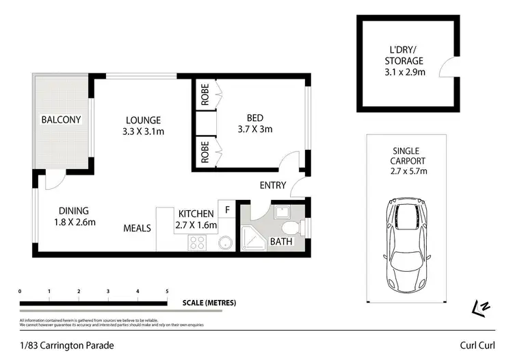 Floorplan of Homely unit listing, 1/83 Carrington Parade, Curl Curl NSW 2096