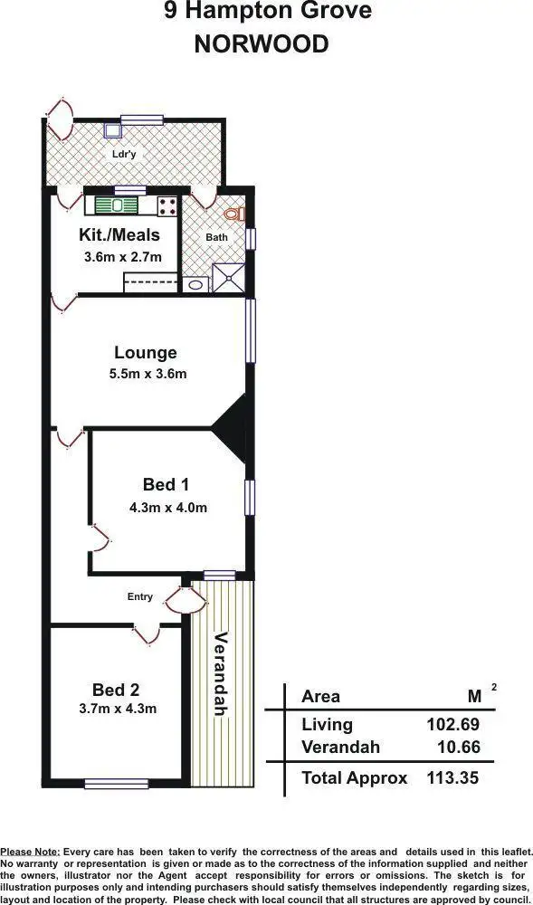 Floorplan of Homely house listing, 9 Hampton Grove, Norwood SA 5067