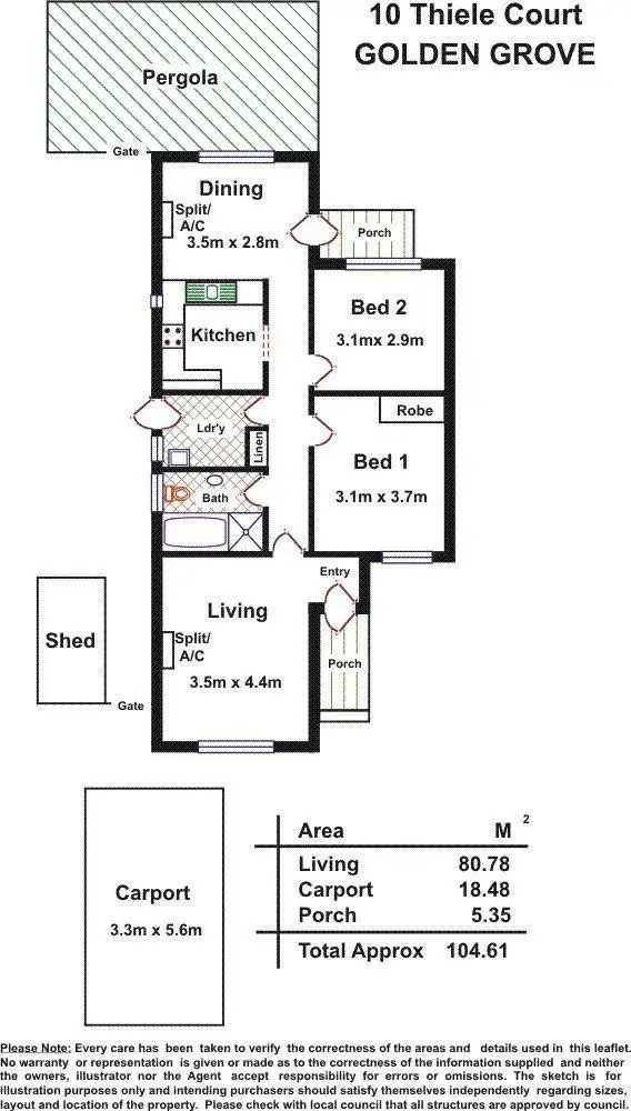 Floorplan of Homely house listing, 10 Thiele Court, Golden Grove SA 5125