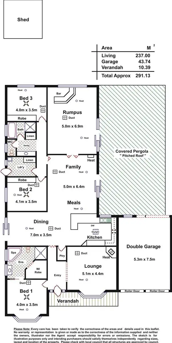 Floorplan of Homely house listing, 7 Ingham Way, Salisbury Heights SA 5109
