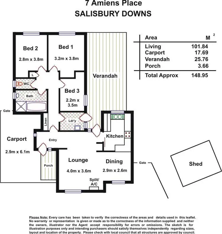 Floorplan of Homely house listing, 7 Amiens Place, Salisbury Downs SA 5108