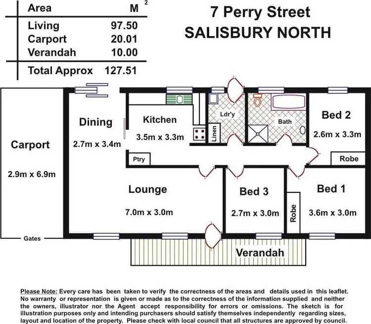 Floorplan of Homely house listing, 7 Perry Street, Salisbury North SA 5108