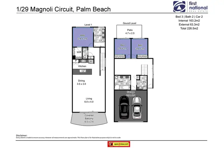 Floorplan of Homely semi-detached listing, 1/29 Magnoli Circuit, Palm Beach QLD 4221